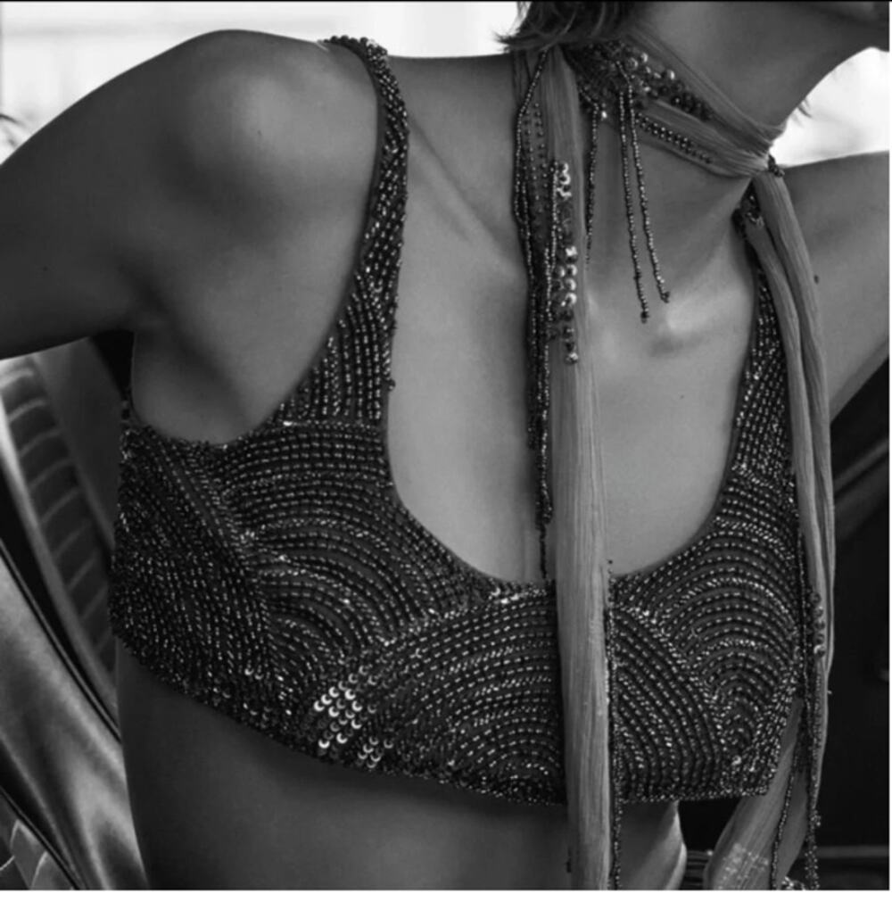 ZARA FW 2024 Beaded Sequin 4751/903 Bandeau Bralette S 4 6